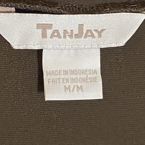 TanJay Top Womens Medium Brown Braided Chain Collar Short Sleeve Stretch Fun M - Picture 7 of 12